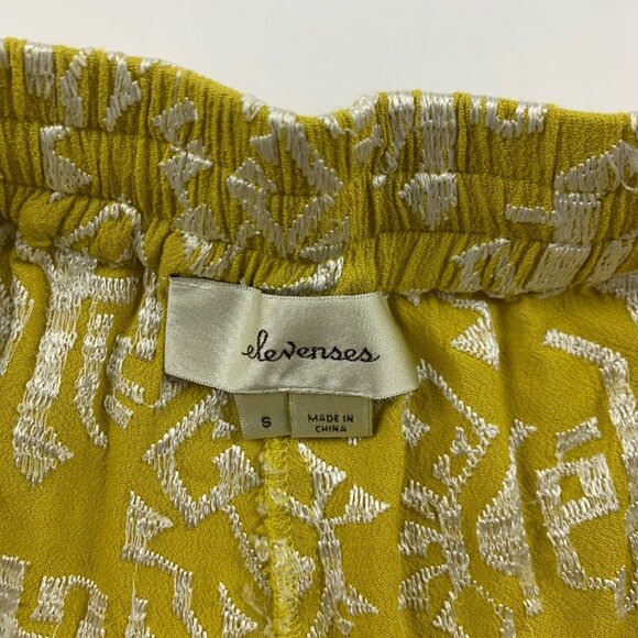 Elevenses Lime White Embroidered High Rise Shorts S - Picture 3 of 5